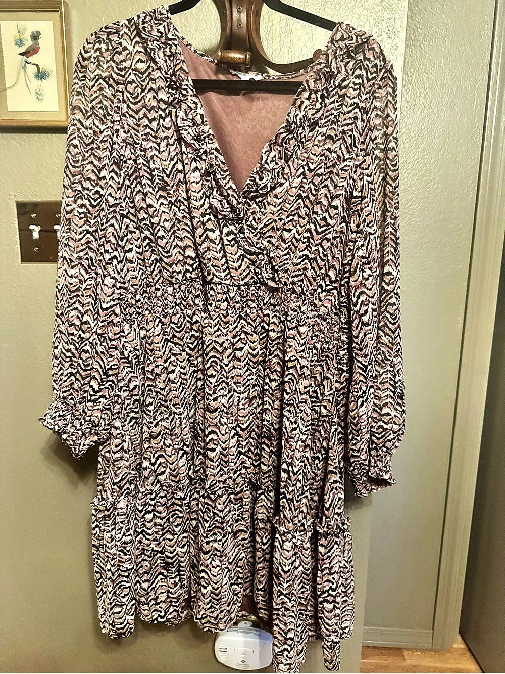 Maurices Abstract Print Dress in Pink XXL